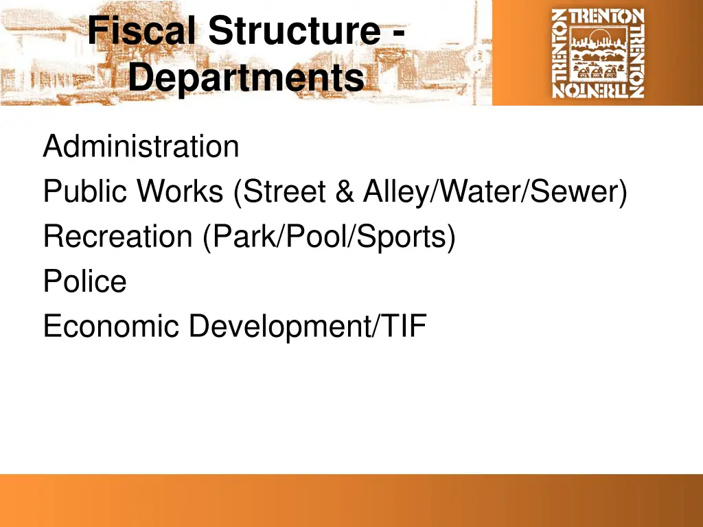 fiscal structure departments