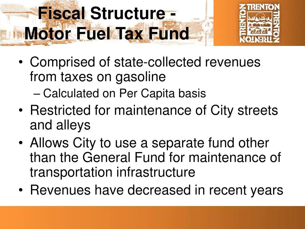 fiscal structure motor fuel tax fund