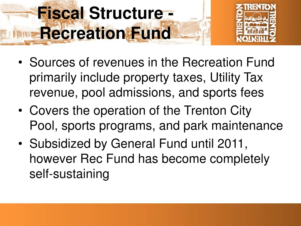 fiscal structure recreation fund