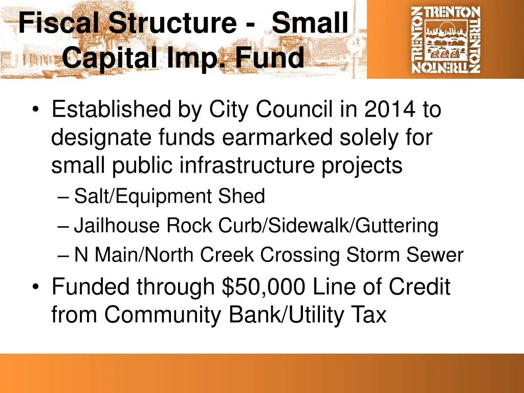 fiscal structure small capital imp fund