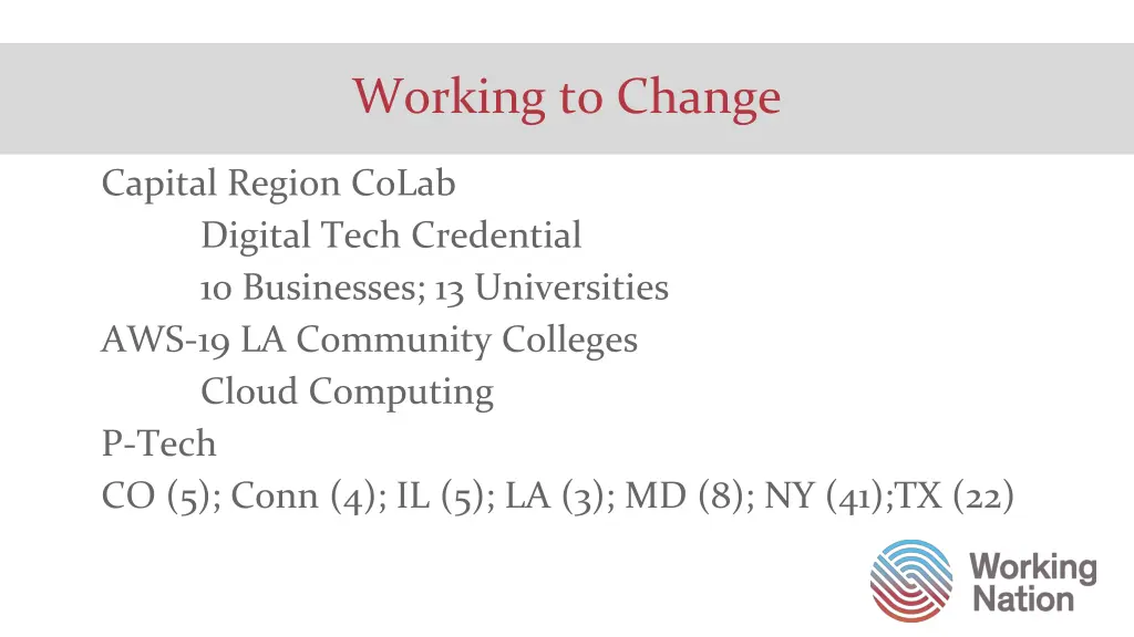 working to change