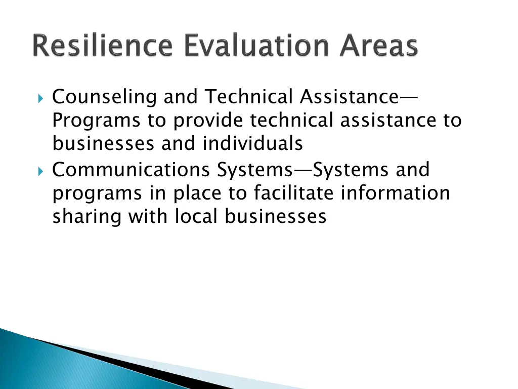 counseling and technical assistance programs