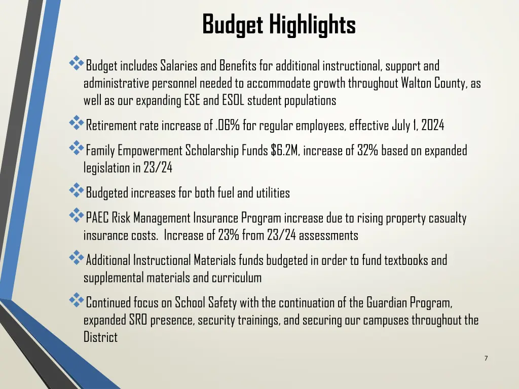 budget highlights