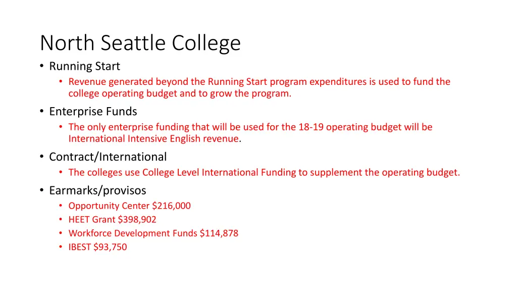 north seattle college running start revenue