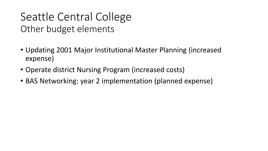 seattle central college other budget elements