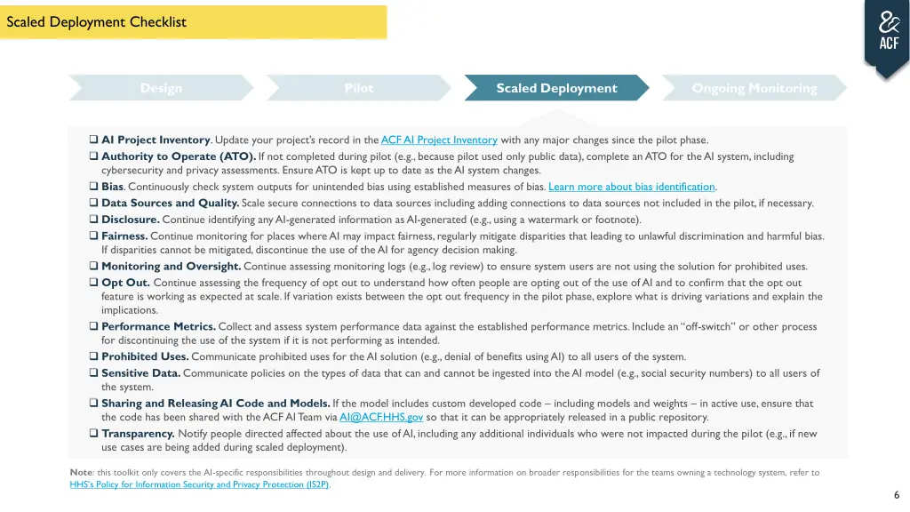 scaled deployment checklist
