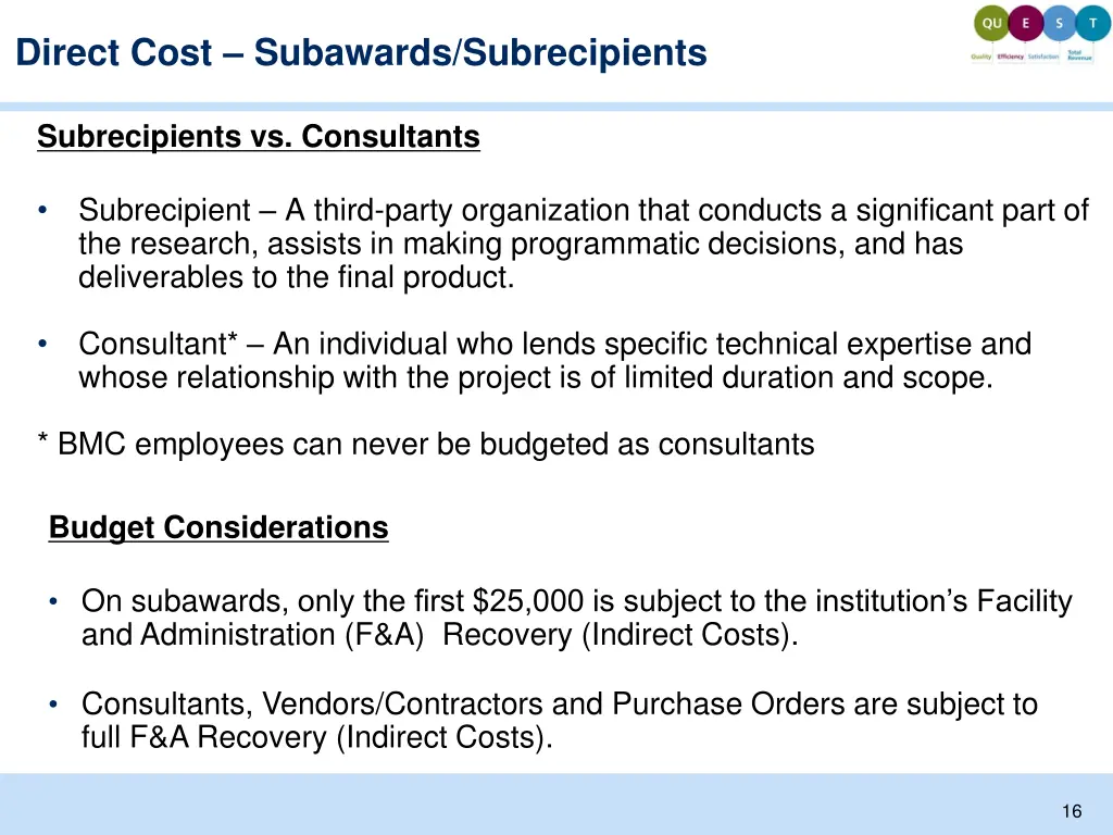 direct cost subawards subrecipients
