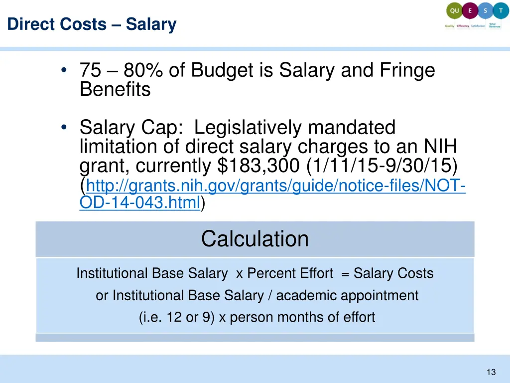 direct costs salary