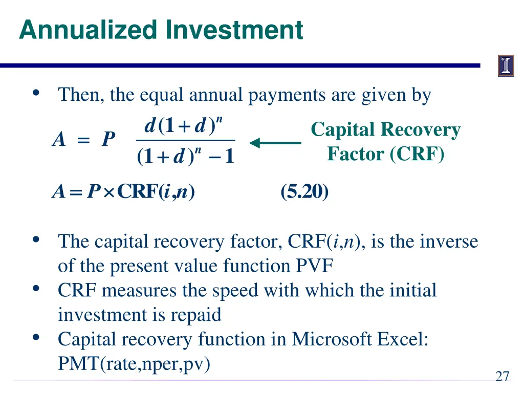 annualized investment 1