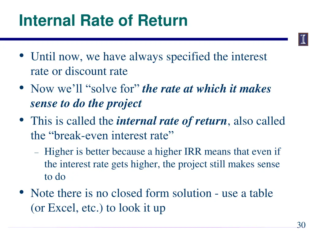 internal rate of return