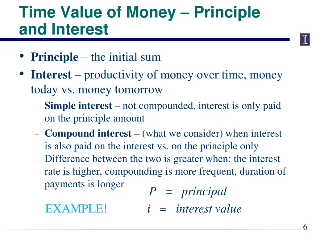 time value of money principle and interest