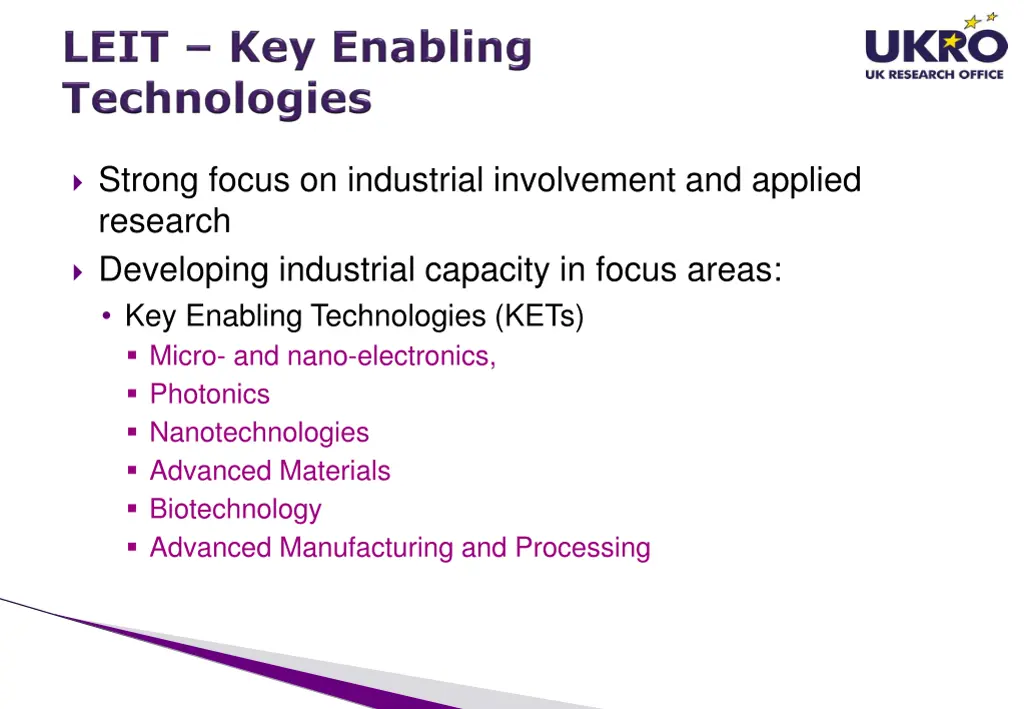 strong focus on industrial involvement