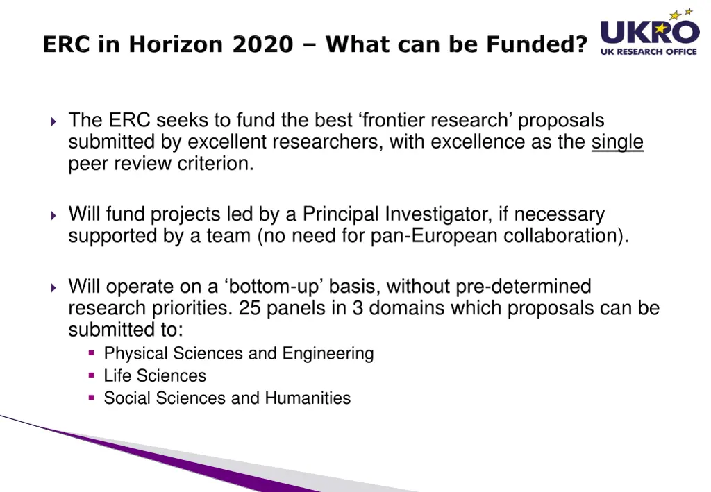 the erc seeks to fund the best frontier research
