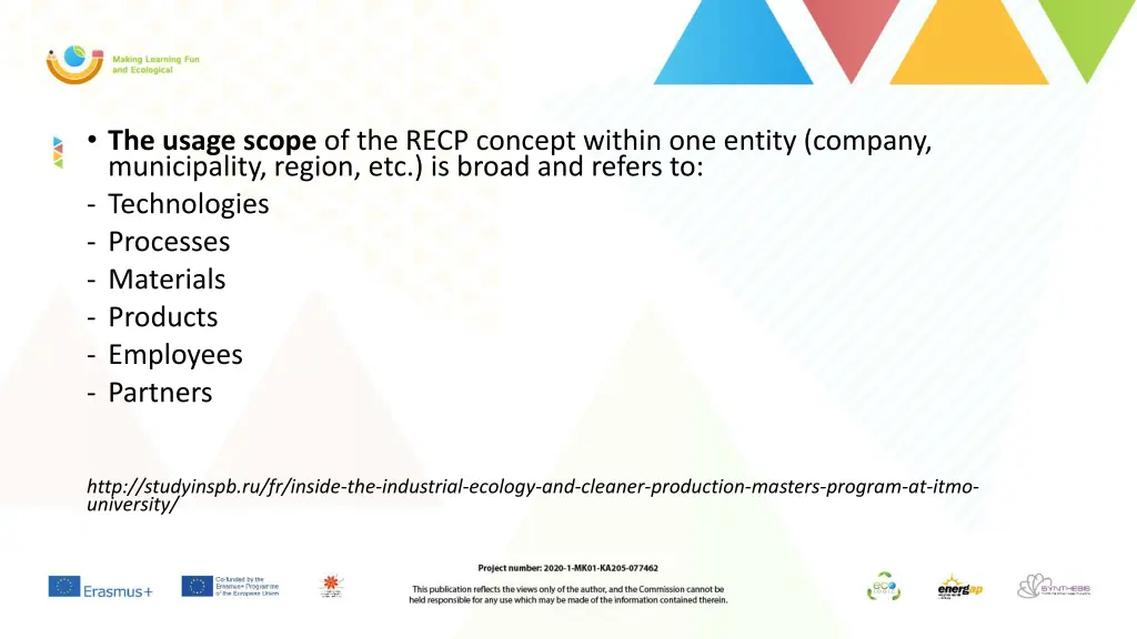 the usage scope of the recp concept within