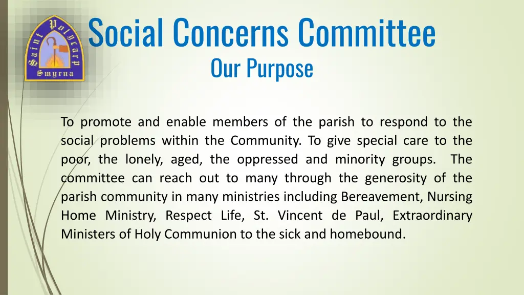 social concerns committee our purpose