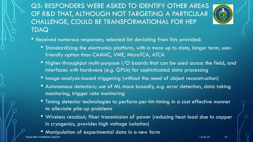 q5 responders were asked to identify other areas
