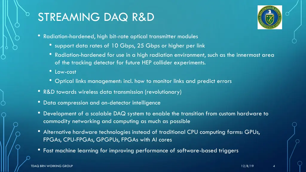streaming daq r d