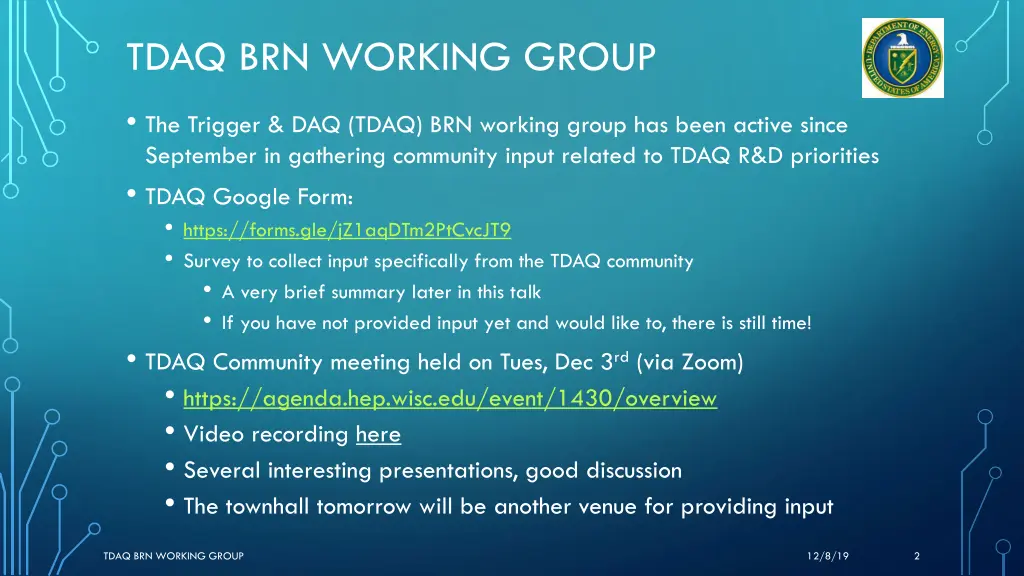 tdaq brn working group