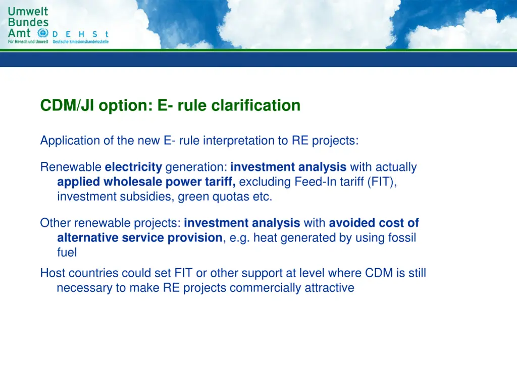 cdm ji option e rule clarification