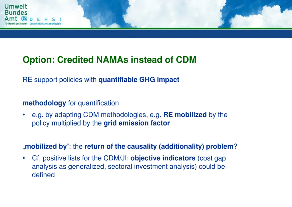 option credited namas instead of cdm