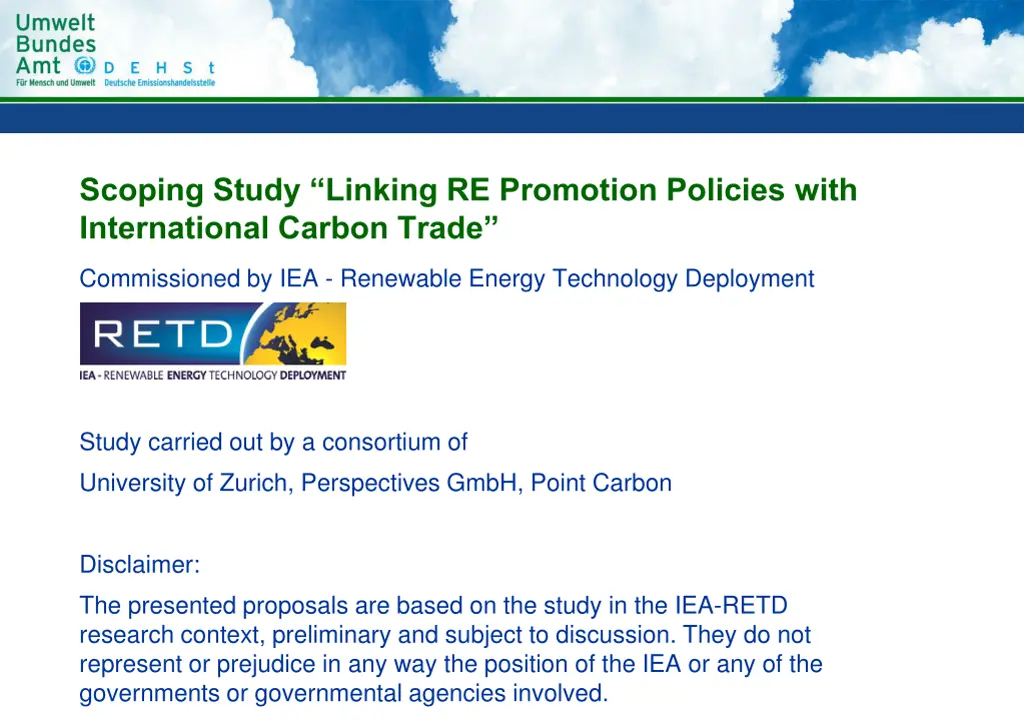 scoping study linking re promotion policies with