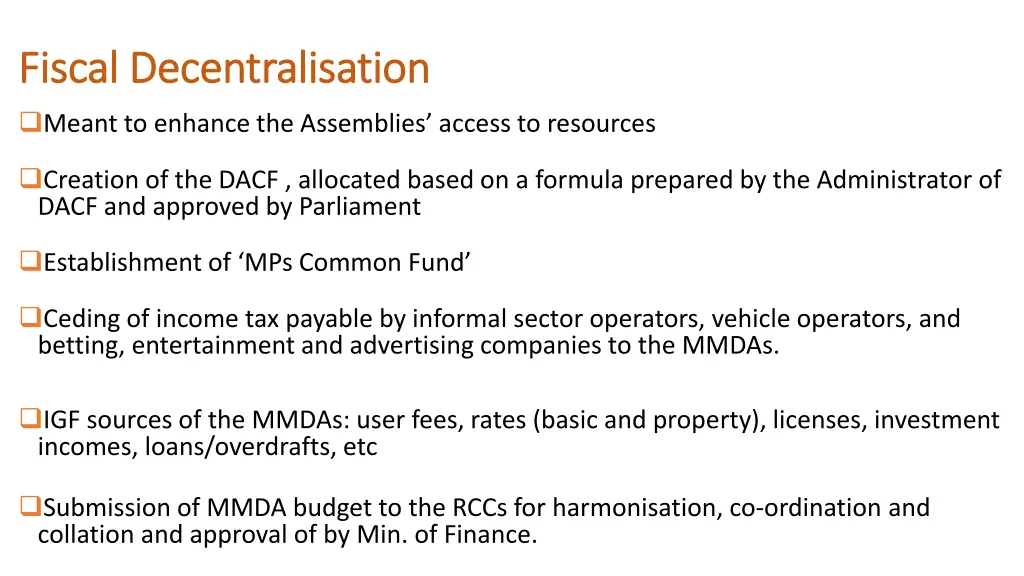 fiscal decentralisation fiscal decentralisation