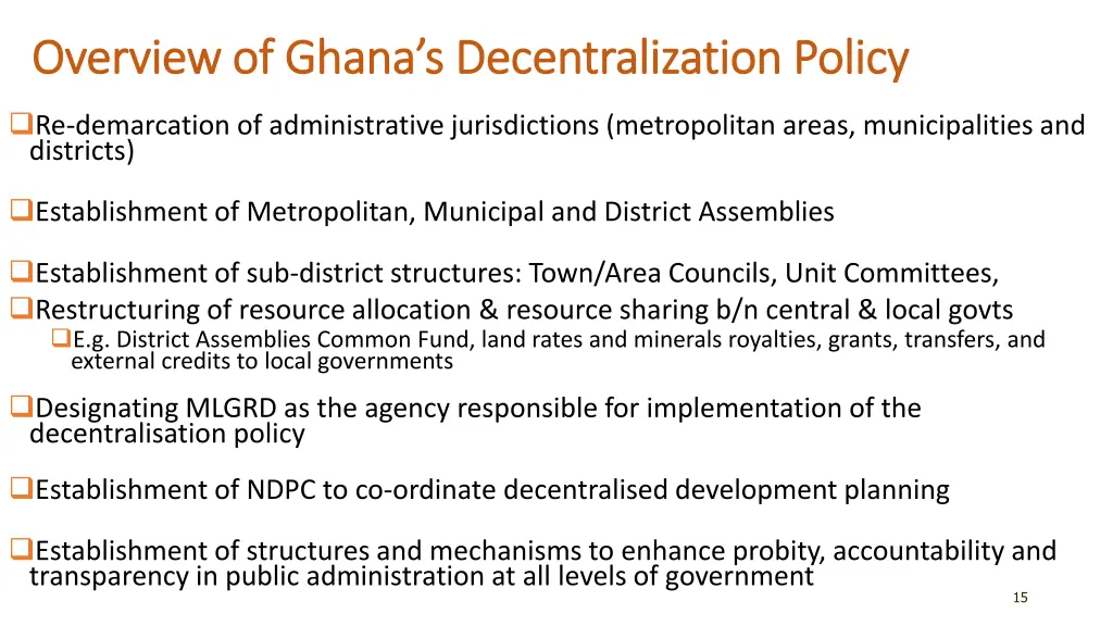 overview of ghana s decentralization policy