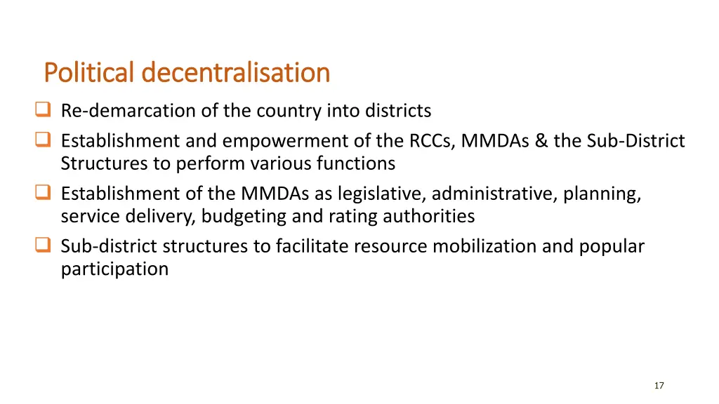 political political decentralisation
