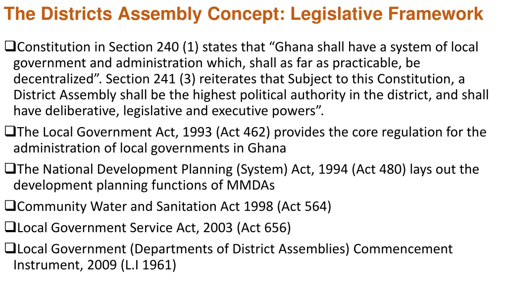 the districts assembly concept legislative