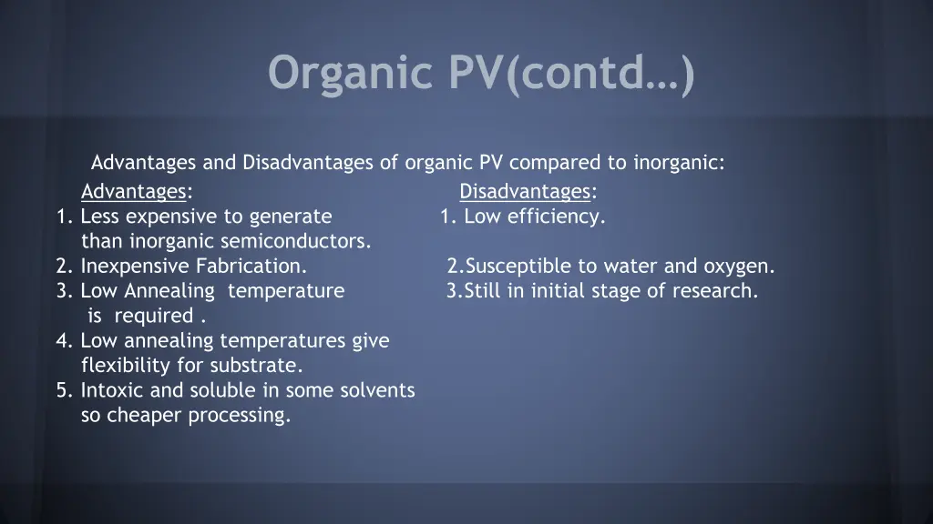 organic pv contd 1