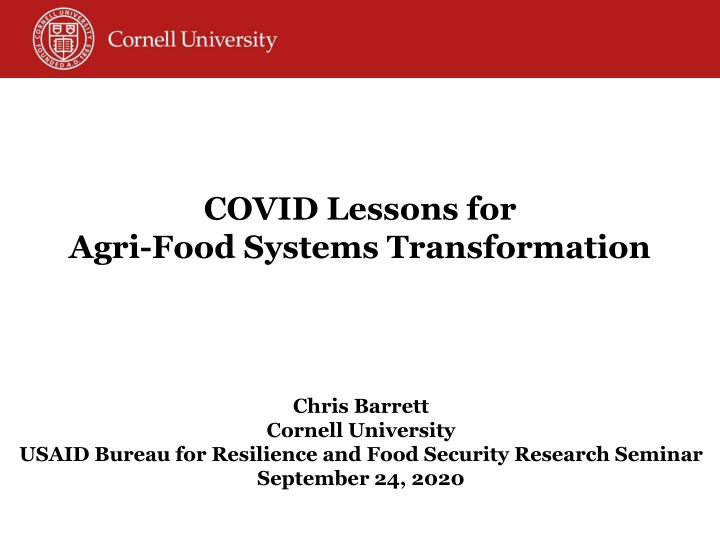 covid lessons for agri food systems transformation