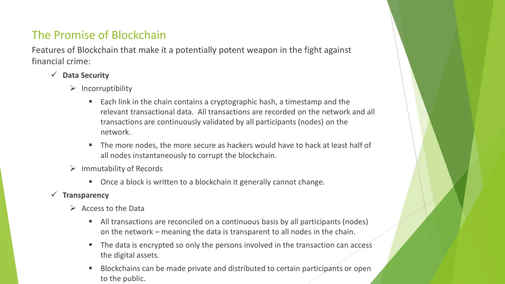 the promise of blockchain features of blockchain