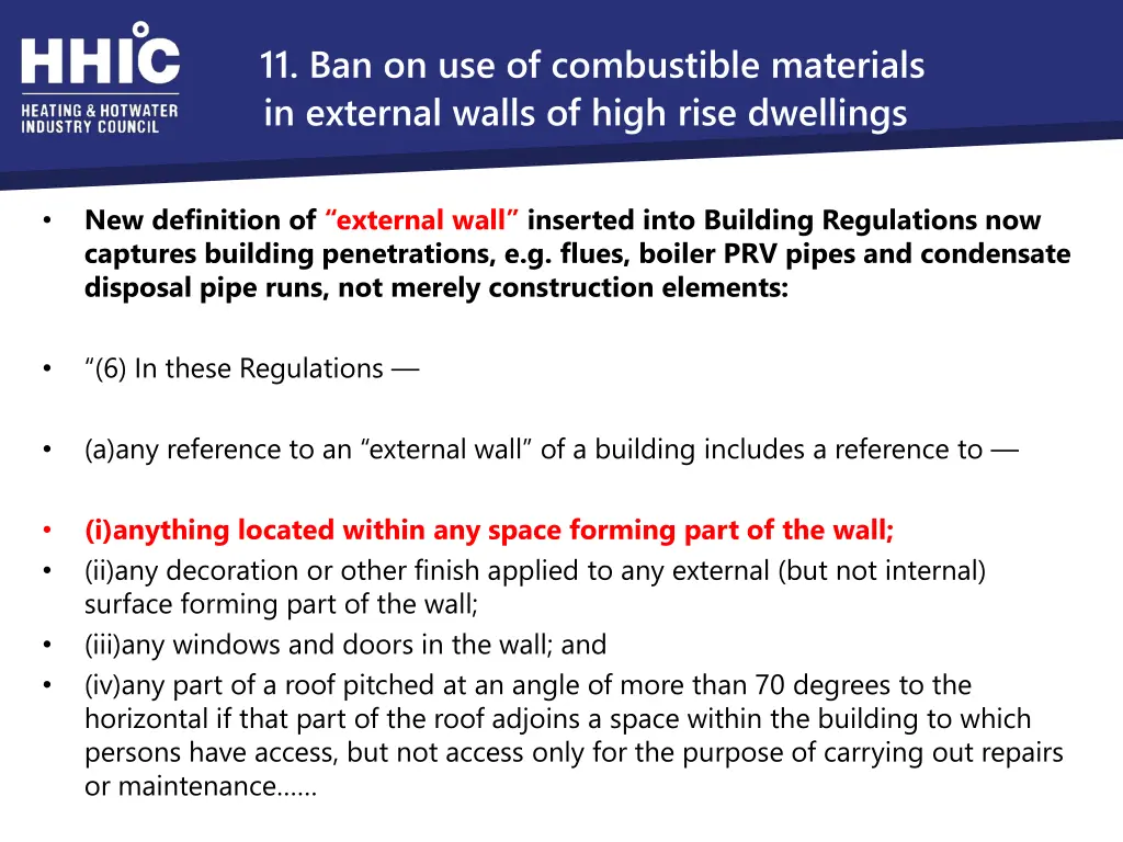 11 ban on use of combustible materials 1