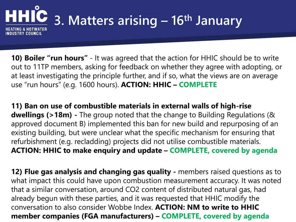 3 matters arising 16 th january 3