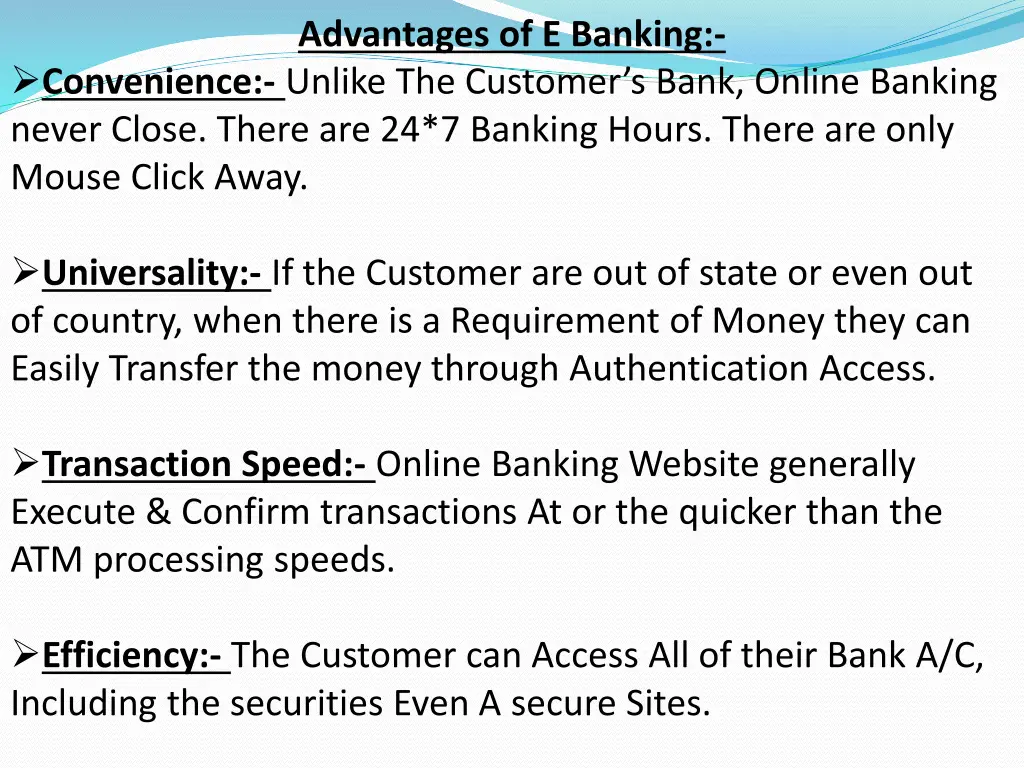 advantages of e banking
