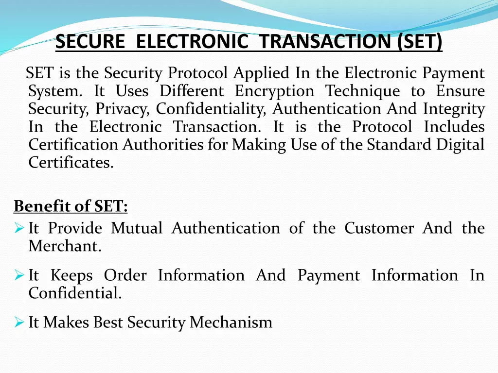 secure electronic transaction set