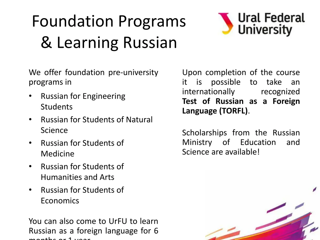 foundation programs learning russian