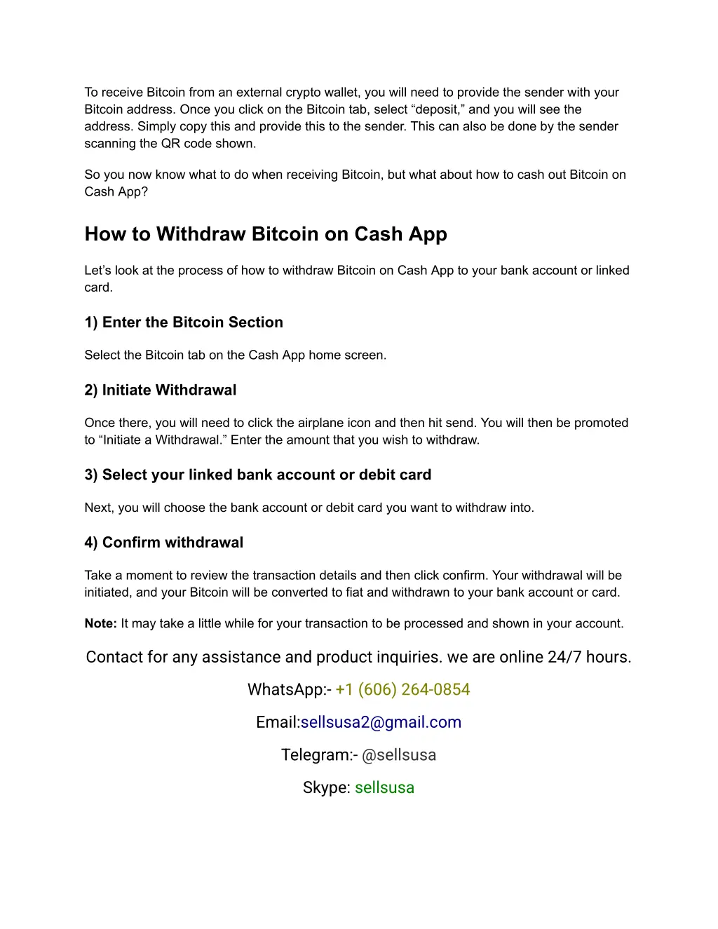 to receive bitcoin from an external crypto wallet