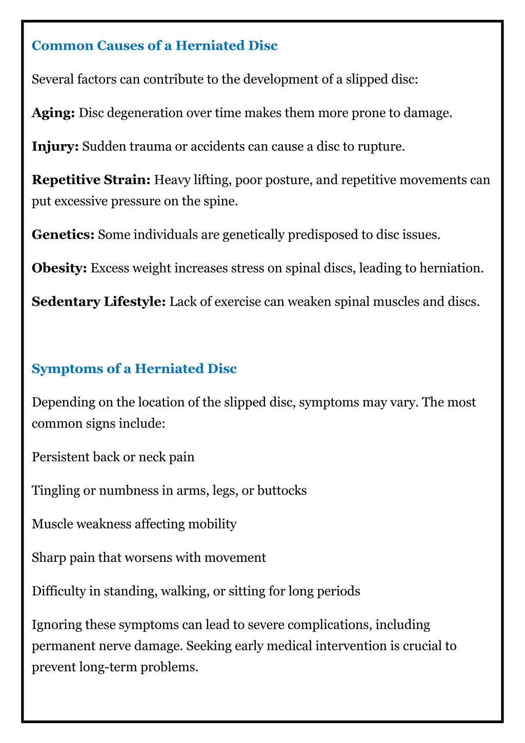 common causes of a herniated disc