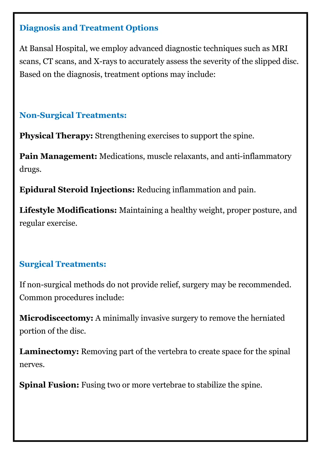 diagnosis and treatment options