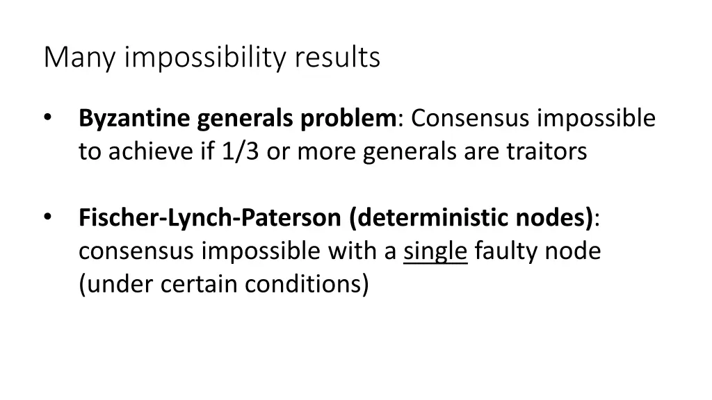 many impossibility results