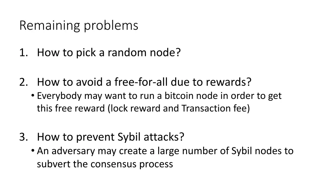 remaining problems