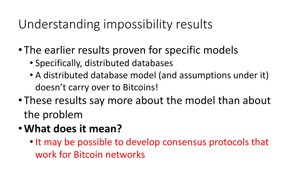 understanding impossibility results