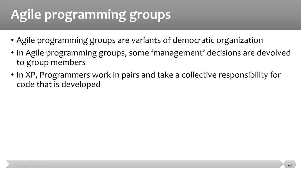 agile programming groups