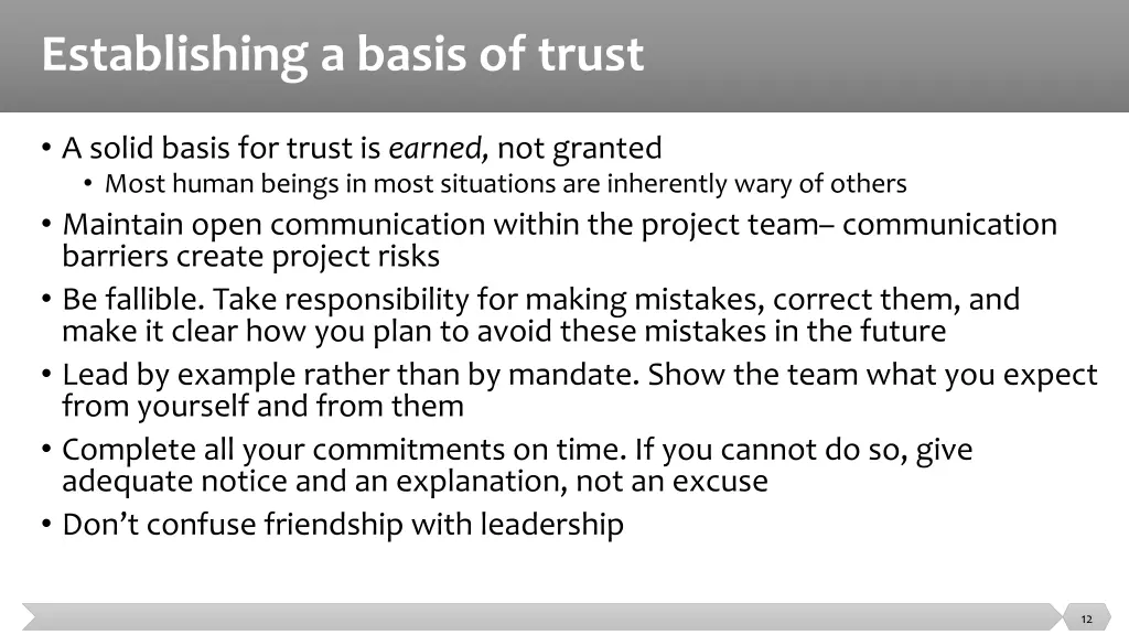establishing a basis of trust