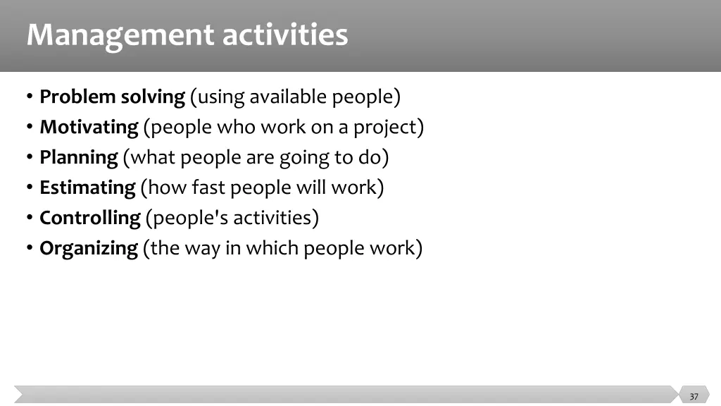 management activities