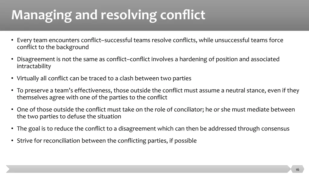 managing and resolving conflict