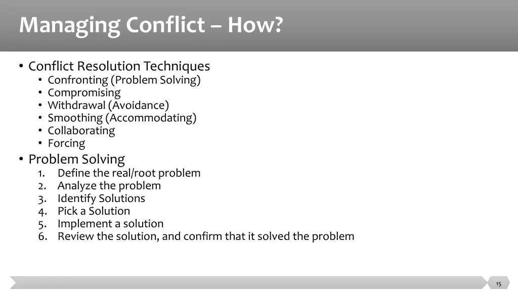 managing conflict how