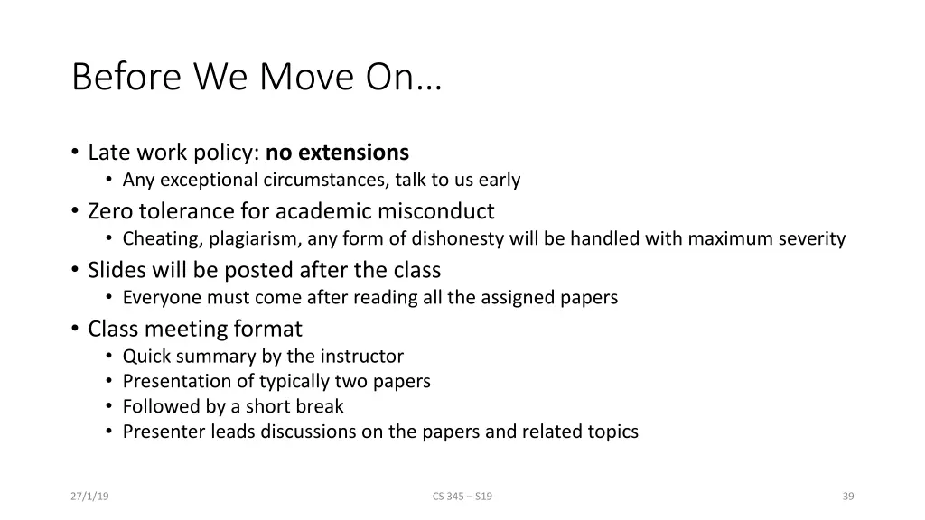 before we move on