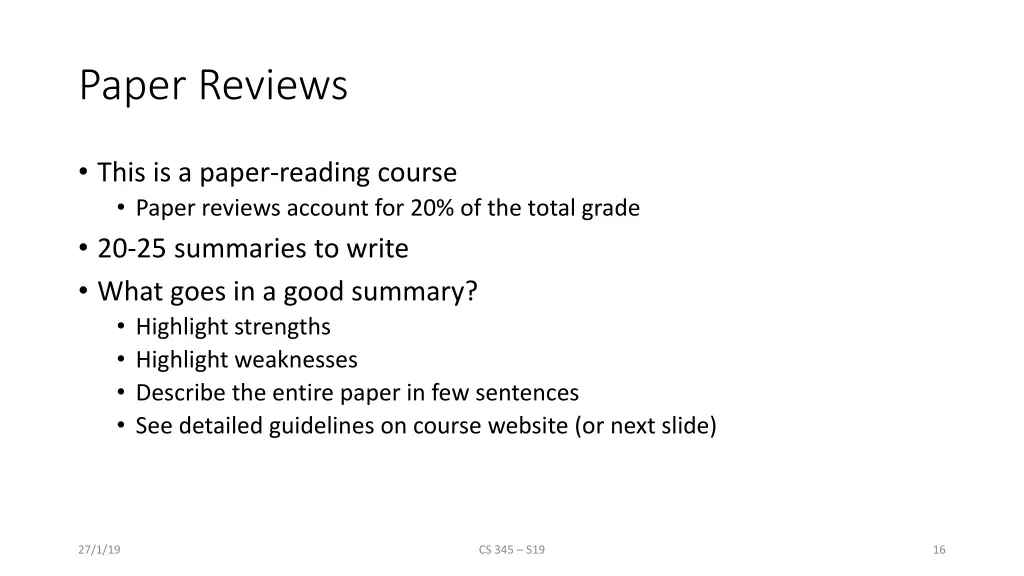 paper reviews